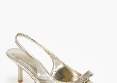 Slingback χαμηλές γόβες με φιόγκο - Χρυσό - Issue - 