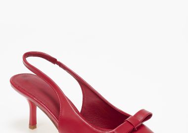 Slingback χαμηλές γόβες με φιόγκο - Κόκκινο - Issue - 