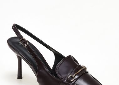 Slingback γόβες με χρυσή αγκράφα - Μπορντώ - Issue - 