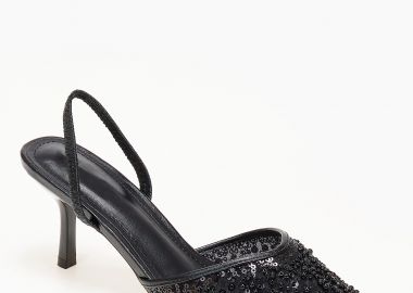 Slingback γόβες με διακοσμητικές χάντρες και πούλιες - Μαύρο - Issue - 