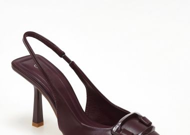 Slingback γόβες με διακοσμητική αγκράφα - Μπορντώ - Issue - 