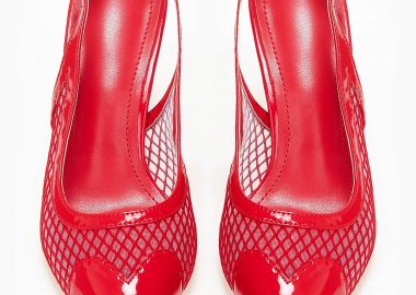 Slingback γόβες με δίχτυ και καρδιά - Κόκκινο - Issue - 