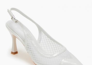 Slingback γόβες με δίχτυ και καρδιά - Λευκό - Issue - 