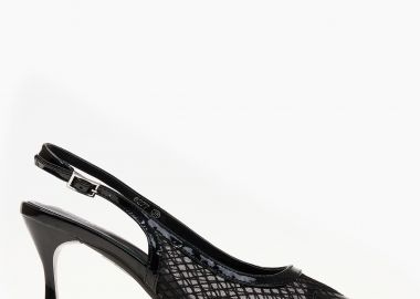 Slingback γόβες με δίχτυ και καρδιά - Μαύρο - Issue - 