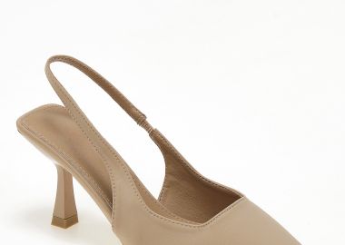 Slingback γόβες με ιδιαίτερο τακούνι - Μπεζ - Issue - 