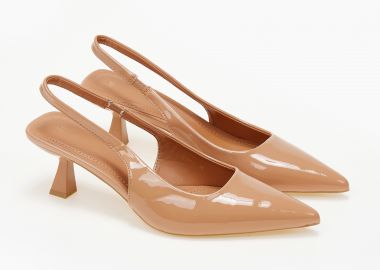 Slingback μυτερές γόβες λουστρίνι - Μπεζ - Issue - 