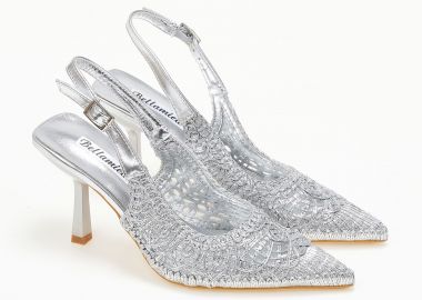 Slingbacks γόβες με σχέδιο ψάθας - Ασημί - Issue - 
