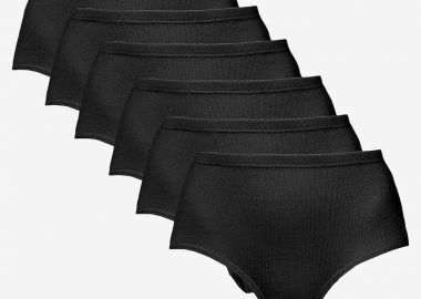 Σλιπ εσώρουχο βαμβακερό (5+1) σε μαύρο χρώμα -  - 