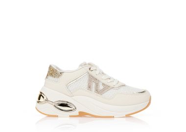 Sneakers δερματίνη με διάτρητο glitter σχέδιο ΜΠΕΖ - Tsoukalas - 