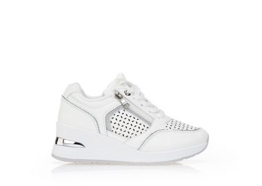 Sneakers δερματίνη με διάτρητο σχέδιο ΛΕΥΚΟ - Tsoukalas - 