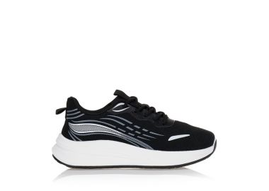 Sneakers μαύρα με γκρι και λευκές λεπτομέρειες ΜΑΥΡΟ - Tsoukalas - 
