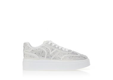 Sneakers με ασημί στρασάκια ΛΕΥΚΟ - Tsoukalas - 