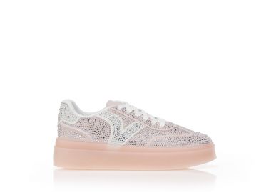 Sneakers με ασημί στρασάκια ΡΟΖ - Tsoukalas - 