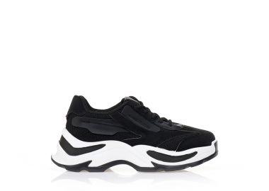 Sneakers με δίχτυ και χοντρή σόλα ΜΑΥΡΟ - Tsoukalas - 