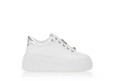 Sneakers με πλατφόρμα και ασημί στολίδια ΑΣΗΜΙ - Tsoukalas - 