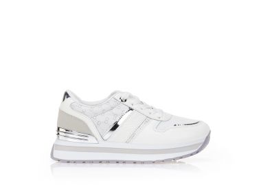 Sneakers με συνδιασμό υλικών ΛΕΥΚΟ - Tsoukalas - 