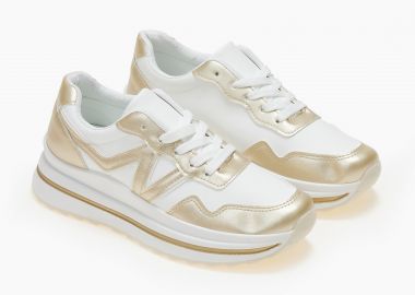 Sneakers με συνδυασμό υλικών - Χρυσό - Issue - 