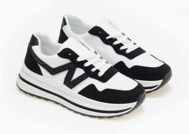 Sneakers με συνδυασμό υλικών - Μαύρο - Issue - 