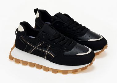 Sneakers με τρακτερωτή σόλα - Μαύρο - Issue - 