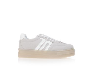 Sneakers σουέτ και λευκές ρίγες ΓΚΡΙ - Tsoukalas - 