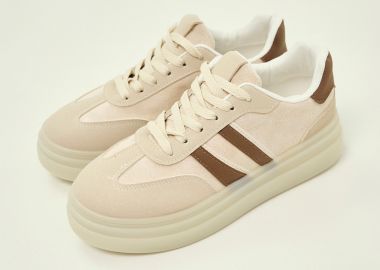 Sneakers Suede Platform Με Καφέ Λεπτομέρειες -  - 