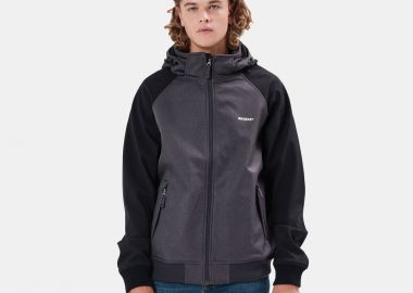 SOFT SHELL HOODED BONDED BOMBER JACKET ΓΚΡΙ - BASEHIT - 