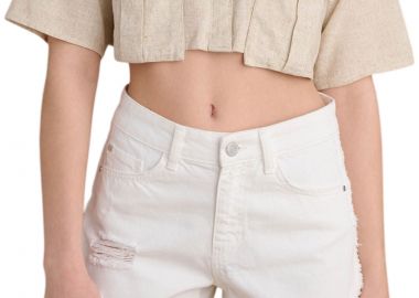 Σορτς Attrattivo Με Σκισίματα 9920981-OFF WHITE Γυναικείο - Attrattivo - 