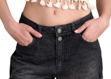 Σορτς Attrattivo Με Ξέφτια 9920979-BLACK Γυναικείο - Attrattivo - 