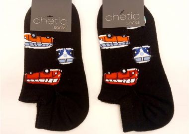 Σοσόνια μαύρα με σχέδιο λεωφορείο unisex - SOU - 