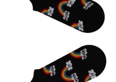 Σοσόνια με σχέδιο ουράνιο τόξο OVER μαύρο unisex - SOU - 