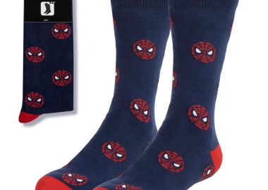 Spiderman Mini Head μακριά κάλτσα ενηλίκων Νο 38-45 Μπλε - Marvel Spiderman - 