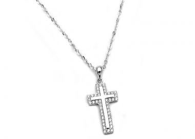Σταυρός γυναικείος με πέτρες από ασήμι 925 - Asimenio - 