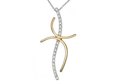 Σταυρός με Διαμάντια Χρυσός και Λευκόχρυσος Κ18 - 06062Y -  - 