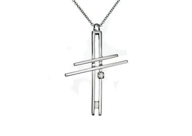 Σταυρός με Διαμάντια Λευκόχρυσος Κ18 - 06064 -  - 