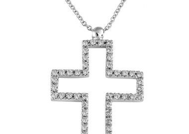 Σταυρός με Διαμάντια Λευκόχρυσος Κ18 - 10059 -  - 