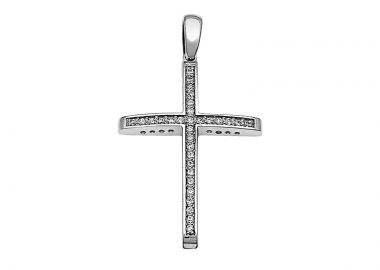 Σταυρός με Διαμάντια Λευκόχρυσος Κ18 - 13091 -  - 
