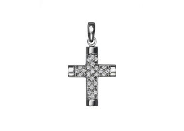 Σταυρός με Διαμάντια Λευκόχρυσος Κ18 - 55011 -  - 