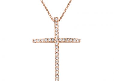 Σταυρός με Διαμάντια Ροζ Χρυσός Κ18 - 16015 -  - 