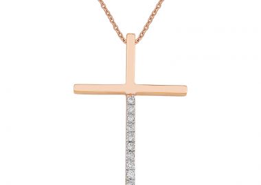 Σταυρός με Διαμάντια Ροζ Χρυσός Κ18 - 16016 -  - 
