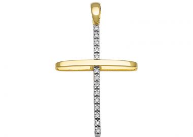 Σταυρός με Ζιργκόν Χρυσός και Λευκόχρυσος Κ14 - 13086CZ -  - 