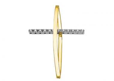 Σταυρός με Ζιργκόν Χρυσός και Λευκόχρυσος Κ14 - 13087CZ -  - 