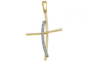 Σταυρός με Ζιργκόν Χρυσός και Λευκόχρυσος Κ14 - 13090CZ -  - 
