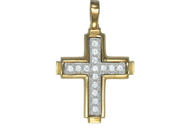 Σταυρός με Ζιργκόν Δίχρωμος Κ14 - 06093 -  - 