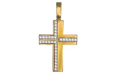 Σταυρός με Ζιργκόν Δίχρωμος Κ14 - 13009CZ -  - 