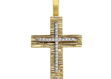 Σταυρός με Ζιργκόν Δίχρωμος Κ14 - 13055CZ -  - 