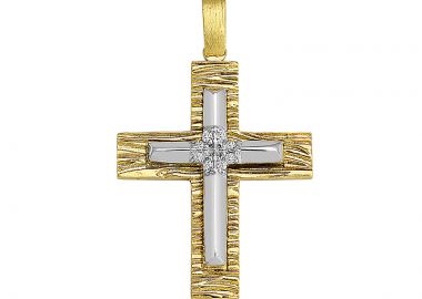 Σταυρός με Ζιργκόν Δίχρωμος Κ14 - 13058CZ -  - 