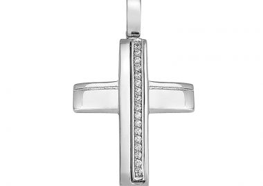 Σταυρός με Ζιργκόν Λευκόχρυσος Κ14 - 13048CZ -  - 
