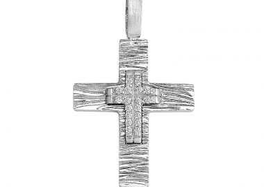 Σταυρός με Ζιργκόν Λευκόχρυσος Κ14 - 13054CZ -  - 