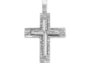Σταυρός με Ζιργκόν Λευκόχρυσος Κ14 - 13059CZ -  - 