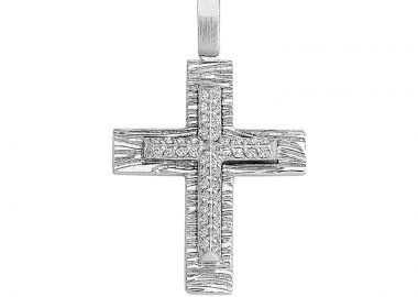 Σταυρός με Ζιργκόν Λευκόχρυσος Κ14 - 13060CZ -  - 